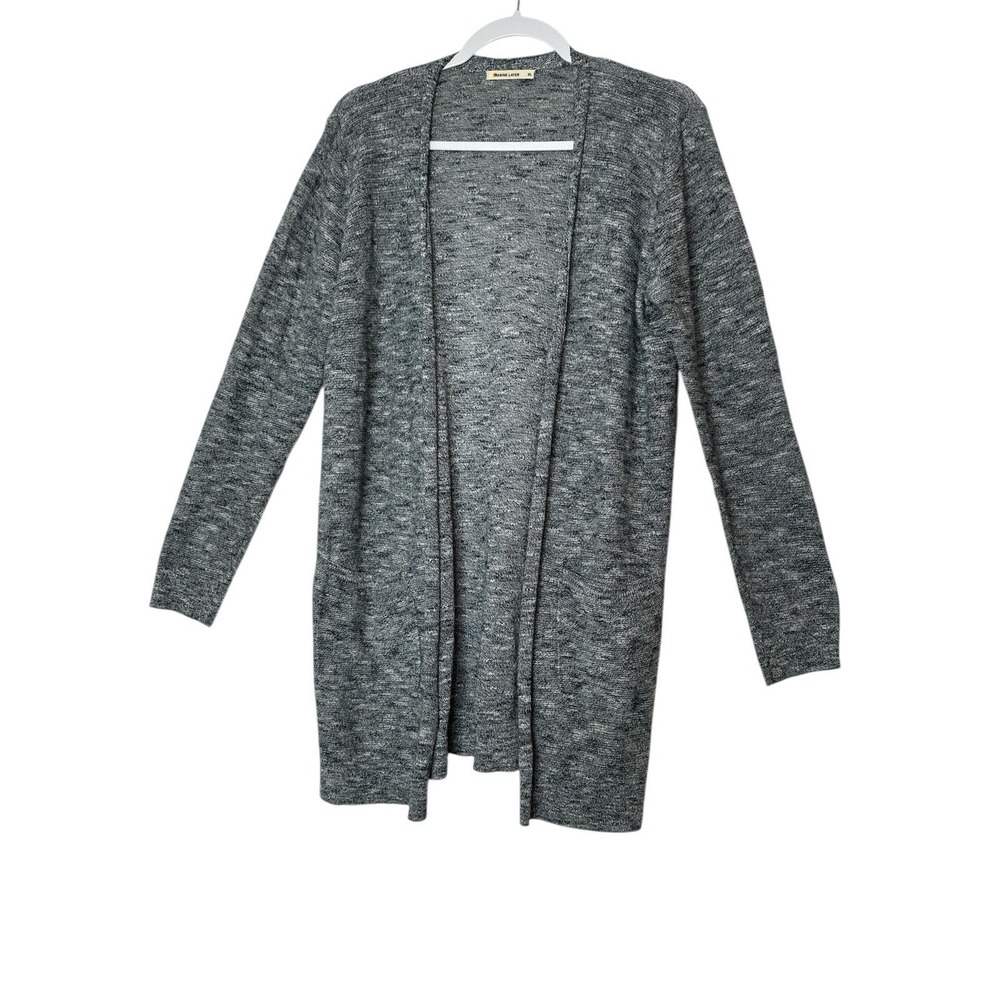 Marine Layer Cardigan Sweater Womens XL Gray Knit Open Front Cotton pockets